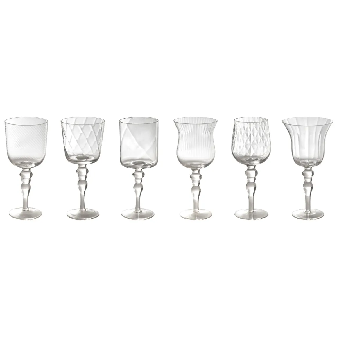 Set 6 Calici Forme Assortite - Texture Trasparente